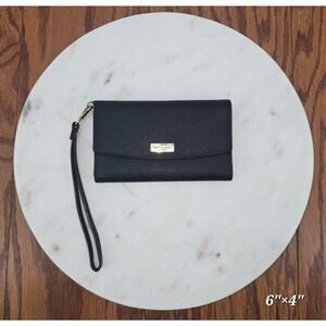 Kate Spade Laurel Way iPhone Wristlet Wallet Black Saffiano Leather